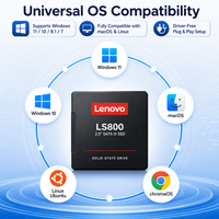 Disque SSD interne Lenovo SATA 3 de 2,5 pouces, 512 Go, 1 To, 2 To, pour ordinateur portable, ordinateur de bureau, transfert de fichiers à domicile ou au bureau