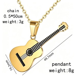 ファッション316Lステンレス鋼ネックレス男性用音楽ギフトジュエリーロックパンクギターペンダントネックレスメンズ向け - Product Image 6