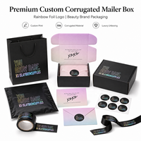 Boîtes d'expédition en papier ondulé pliables personnalisées avec logo noir et rose pour les petites entreprises avec logo
