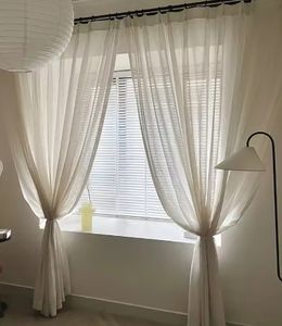 Cortinas de gasa Beige de lino de estilo japonés moderno, tratamientos tejidos para tragaluces para sala de estar, dormitorio, cocina, hogar, Hospital - Product Image 4