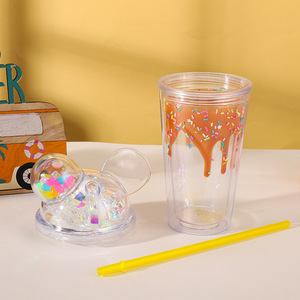 Vaso de Plástico Ecológico de Doble Capa <span class=keywords><strong>con</strong></span> Revestimiento Anticorrosión, Diseño Rojo de <span class=keywords><strong>Mickey</strong></span> <span class=keywords><strong>con</strong></span> Pajita para Uso en Exteriores (Gimnasio, Camping) - Product Image 4