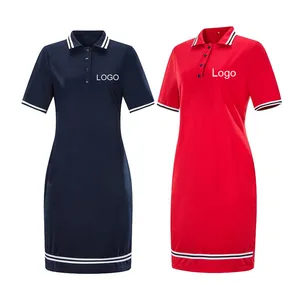 Custom high quality 100% cotton branded organic premium plain black printing label long women hooded polo shirt dress
