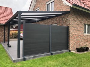 Clôture moderne en aluminium WPC <span class=keywords><strong>anthracite</strong></span> Accessoires de jardin personnalisés Clôture de sécurité extérieure en bois et plastique à lattes - Product Image 2
