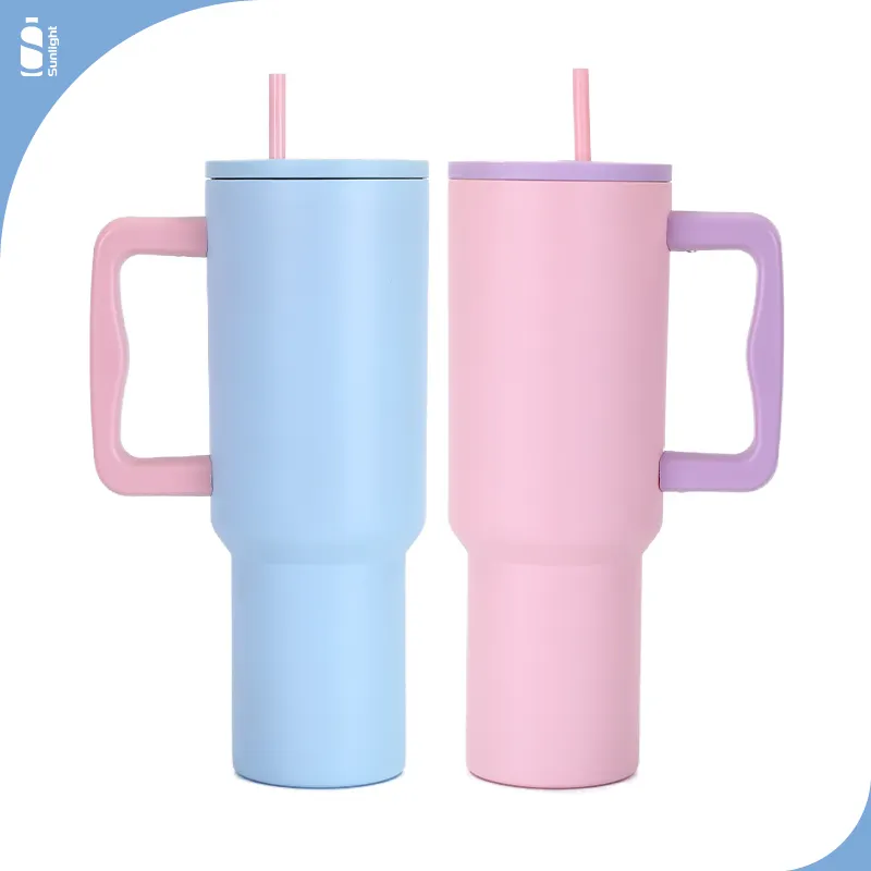 Gobelets en gros en vrac tasse à café personnalisée en acier inoxydable gobelet 40 oz tasse à boire en plein air 40 oz gobelet avec poignée et paille