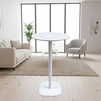 Table haute avec pieds en métal et plateau en placage de bois blanc pour cafés et salles de conversation