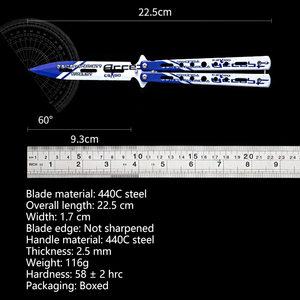 Couteau de formation <span class=keywords><strong>CSGO</strong></span> Butterfly en gros d'usine, imprimé en 3D, lame non affûtée, couteau de pratique pliable Balisong personnalisable - Product Image 6