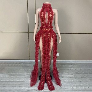strapless open back dress Red Tulle A Line Off-The-Shoulder Simple Prom Dresses PL559 main image 0