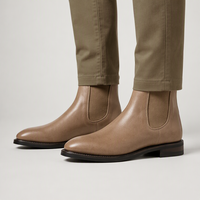 Bottes Chelsea Goodyear Welt pour hommes, en cuir véritable taupe, fabriquées à la main, semelle remplaçable, bottes à la cheville de qualité supérieure, usine OEM ODM
