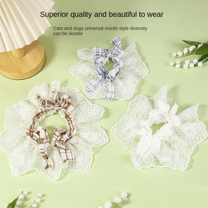Écharpe et collier pour animaux de compagnie en dentelle de polyester, réglable, élastique, motif à carreaux de dessin animé, toutes saisons, accessoires multi-fêtes - Product Image 2