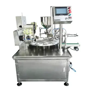 व्यावहारिक आइस क्रीम घूर्णन कप भरने की मशीन Gelato दही कप पैकिंग और सील मशीन CE मानक