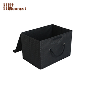 Boonest Black Houndstooth, boîte <span class=keywords><strong>de</strong></span> rangement en tissu à rabat, grande capacité, pliable, pour vêtements, avec poignée en corde - Product Image 4