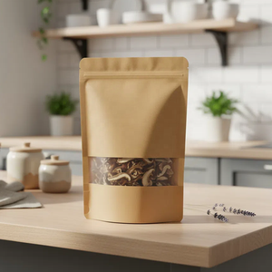 Venta al por mayor 18*26 + 4cm precio barato de grado alimenticio <span class=keywords><strong>bolsa</strong></span> Ziplock marrón papel Kraft <span class=keywords><strong>bolsa</strong></span> de pie con ventana mate para regalos - Product Image 1