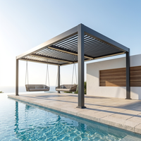 Pergola extérieure moderne à toit à lames orientables, en alliage d'aluminium étanche, avec ouverture horizontale et moustiquaire magnétique – Cadeau idéal