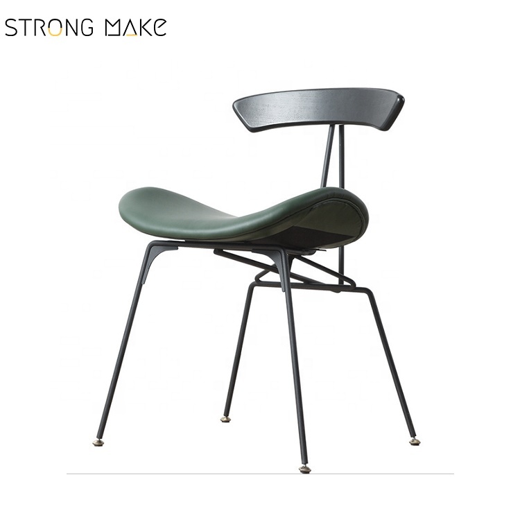 Meubles design moderne créatif dossier d'art de Fer PU cuir stable dinant la chaise en cuir moderne