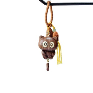 Colgante de Madera de Nogal para Teléfono Móvil, Llavero con Diseño de Gato, Estilo Chino, Regalo Personal, Colgante Decorativo en Forma de Corazón, Hecho a Mano - Product Image 5