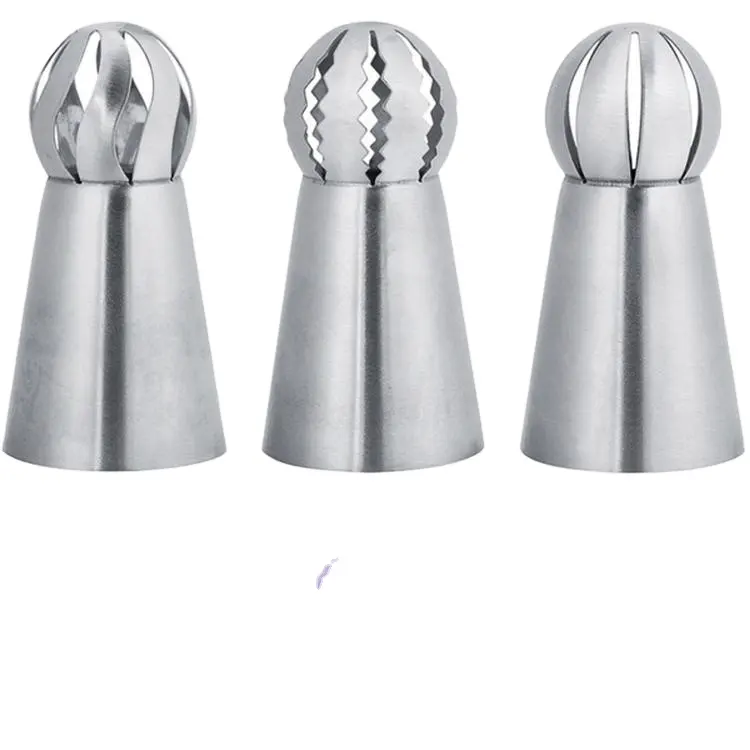 Baking tools 3pcs Spherical Russian Piping Tips And Coupler Nozzle Tips Ball Nozzle Sphere Stainless Steel Icing Pastry Cupcake