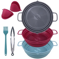 7.5 pouces réglable pliable Silicone plateau de cuisson Airfryer Air friteuse panier doublures accessoires réutilisable Silicone moules Pot Liner