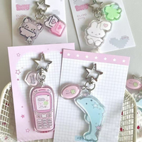 Porte-clés Léger en Acrylique Rose Ancien Mignon de Dessin Animé, Pendentif Créatif pour Sac d'Étudiant, Ornement Suspendu