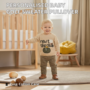 Pull en coton pour bébé, tricoté, avec broderie personnalisée, cadeau écologique pour nouveau-né, garçon ou fille - Product Image 1