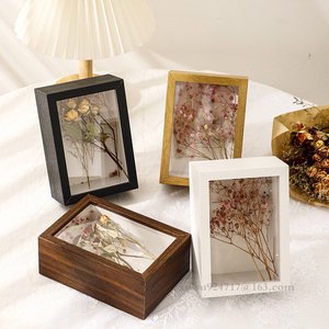 Usine 6 "<span class=keywords><strong>3D</strong></span> Shadow Box <span class=keywords><strong>cadre</strong></span> <span class=keywords><strong>en</strong></span> bois avec image d'affichage de fleurs <span class=keywords><strong>en</strong></span> <span class=keywords><strong>verre</strong></span> Transparent 3cm <span class=keywords><strong>cadre</strong></span> profond boîte de souvenirs de mariage - Product Image 3
