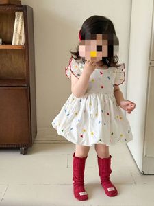 Vestido de princesa para niñas, falda <span class=keywords><strong>Pod</strong></span> de verano para niños, ropa de bebé con manga voladora, ropa para niños con lazo - Product Image 3