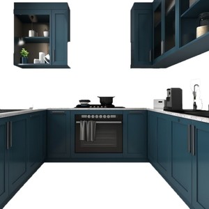 Luxury Modern Wooden Kitchen <strong>Cabinets</strong> <strong>Durable</strong> and Customizable Blue <strong>Cabinets</strong> with Countertops for Dining and Bedroom Furniture - Product Image 6