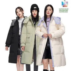 Women's Down Jacket Winter New White Duck Down Thick Hooded Coats Mid-length Warm Waterproof Parkas Korean Loose Outerwear