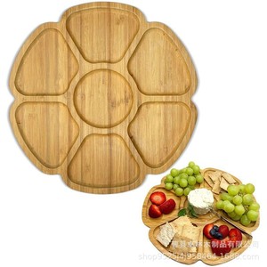 Sunflower-shaped wooden rotating solid wood <b>tray</b> for afternoon <b>tea</b>, desserts, fruits, vegetables, and bread. - Product Image 4