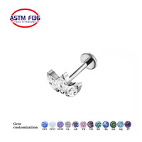 Pendientes de titanio de alta calidad para mujer, joyería con rosca interna, aretes de circonita, tragus, piercing, joyería