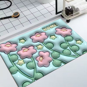Tappeto Antiscivolo Assorbente d'Acqua con Stampa 3D Cartoonesca, Antibatterico, ad Asciugatura Rapida, Lavabile, in Memory Foam per Ingresso - Product Image 5