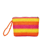 2024 nouveau Design paille tissu personnalisé maquillage cadeau sac coloré grande capacité avec poignée pochette cosmétique pour voyage quotidien
