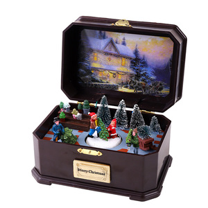 Décorations de sapin de Noël modernes Ornements de <span class=keywords><strong>boîte</strong></span> <span class=keywords><strong>à</strong></span> <span class=keywords><strong>musique</strong></span> Présentoir de fenêtre de Noël rotatif lumineux pour affichage d'usine - Product Image 5