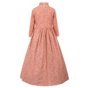 Vestido Colonial de Algodón de Manga Larga para Niñas + Sombrero, Disfraz de Pionera - Product Image 3