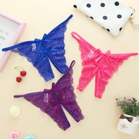Celana dalam wanita renda hollow seduction model terbuka, celana dalam T-pants wanita low-rise seksi model thong