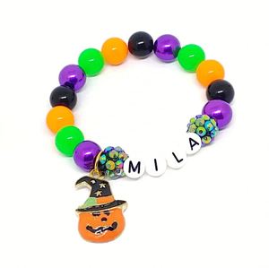 Vente en gros usine Nouveau Bracelet en quartz perlé Citrouille d'Halloween Orange, avec lettre DIY, en alliage de métaux précieux, idéal pour cadeau - Product Image 2