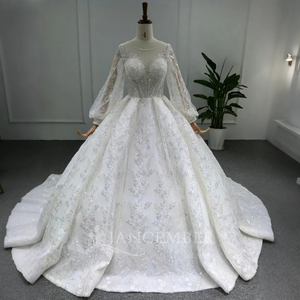Vestido de novia de encaje francés con lentejuelas brillantes para fiesta, elegante vestido de novia musulmán de lujo para princesa, Lsbh21 - Product Image 5