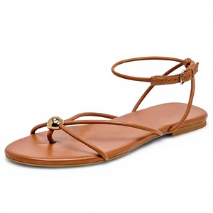 Sandalias Planas de Piel Sintética para Mujer, Ligeras, de Verano, con Punta Cerrada, Diseño Moderno, Suela de Goma - Product Image 1