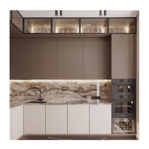 CBMMart 2025 Profil <span class=keywords><strong>Gola</strong></span> personnalisé Panneau PVC Finition acrylique grise Poignées Blanc Armoire de cuisine vintage en acier inoxydable Bois massif - Product Image 1
