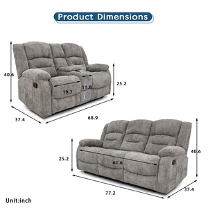 أريكة جيكسوفا العصرية القابلة للطي يدويًا من القماش، طقم 3+2+1 مع كونسول ومكبر صوت بلوتوث لغرفة المعيشة - Product Image 6