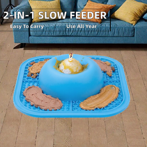 Modern 2-Piece Slow Feeder Dog Bowls Lick <b>Mat</b> Interactive Liquid Thick Treats Enrichment Toys for Small/Medium Dogs & <b>Cats</b> - Product Image 2