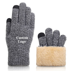 Venta de fábrica Pantalla táctil Cálido Unisex Guantes de punto Espesor Acrílico Dedo completo Guantes de invierno Mitones Logotipo personalizado - Product Image 1