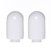 Abat-jour en verre blanc brillant en forme de capsule, vente en gros, couvercle en verre tubulaire à fond ouvert pour remplacement de luminaires suspendus ou muraux