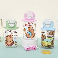 Botella de Agua Infantil de 500 ml, Libre de BPA, con Diseño de Dibujos Animados, para Deportes al Aire Libre, Capibara, Escolar, Linda, Reutilizable y Ecológica