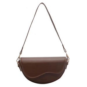 Women's Minimalist Saddle <b>Bag</b> - PU Leather Crescent Crossbody Purse with Wide Adjustable Shoulder Strap for Daily Use - Product Image 5