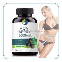 Cápsulas de Extracto de Bayas de Acai Ausreson, Suplemento Alimenticio, Quemador de Grasa, Vegano, 1000 mg, Cápsulas Adelgazantes de Bayas de Acai a Granel