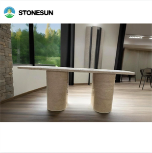 Stonesun tùy chỉnh rãnh vuông đá cẩm thạch travertine bàn ăn đồ nội thất bằng đá tự nhiên cho nhà bếp và phòng khách - Product Image 4