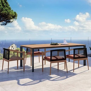 Muebles de exterior de ratán de madera maciza de estilo nórdico, sillas de mesa de teca para patio, balcón, jardín, o Villa <span class=keywords><strong>Hotel</strong></span>, uso de ocio - Product Image 5