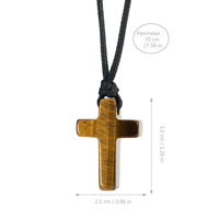 Collier pendentif croix œil de tigre protection naturelle style punk, cordon en cuir, cadeau pour femmes et hommes, bijoux religieux