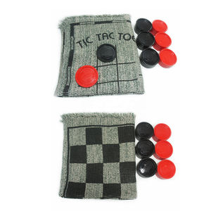 Family Indoor <strong>Board</strong> <strong>Pointless</strong> <strong>Game</strong> Gaming Floor Mega Tic Tac Toe Giant 3 in 1 Checkers Rug Chess Mat Set - Product Image 3