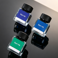 Flacon d'encre carré en verre vide de 25 ml pour stylo-plume, avec logo personnalisé, pot d'encre en verre transparent avec couvercle à vis noir, conteneur d'encre en gros